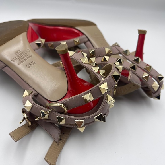 Valentino Garavani Red Patent Nappa Rockstud Ankle Strap 65mm Pumps Size 35.5 - Picture 13 of 13
